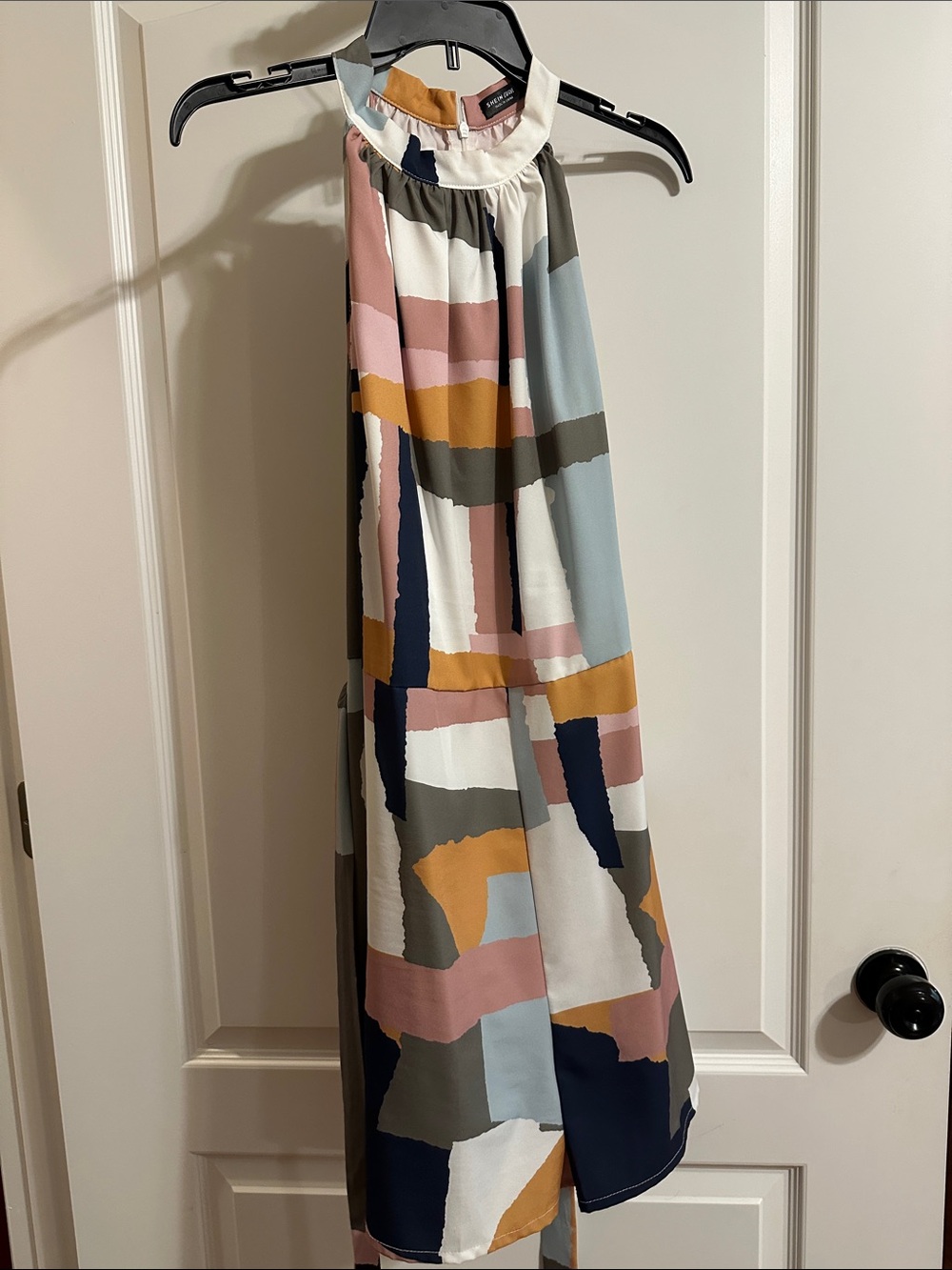 SHEIN Multicolor Geometric Halter Jumpsuit